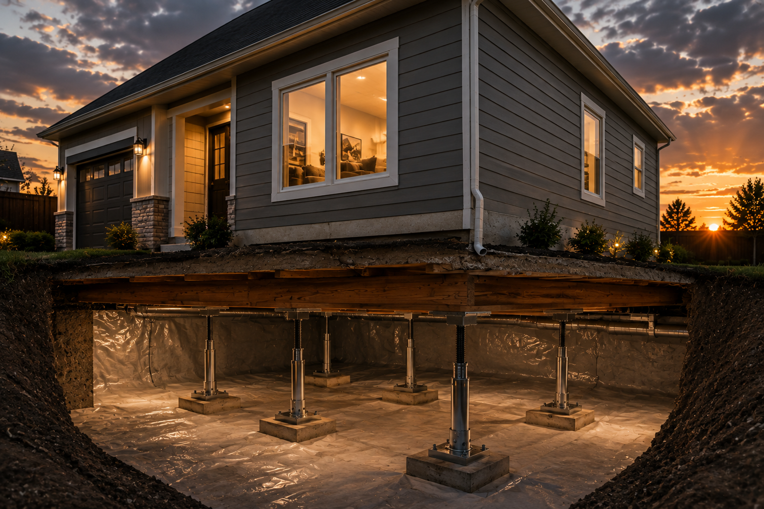 Slab Foundation Repair project photography